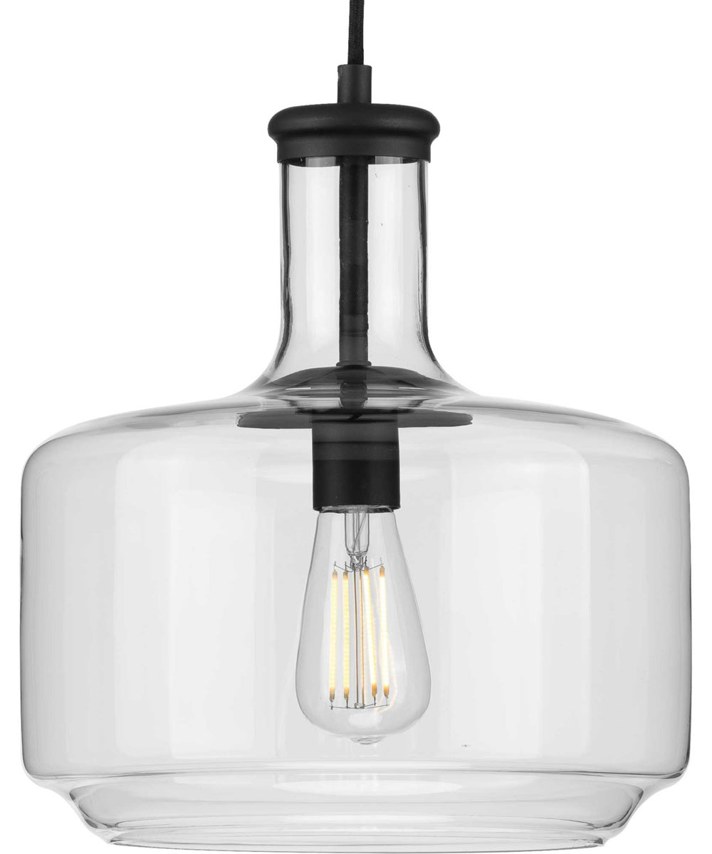 Latrobe 1-Light Clear Glass Coastal Pendant Light Matte Black