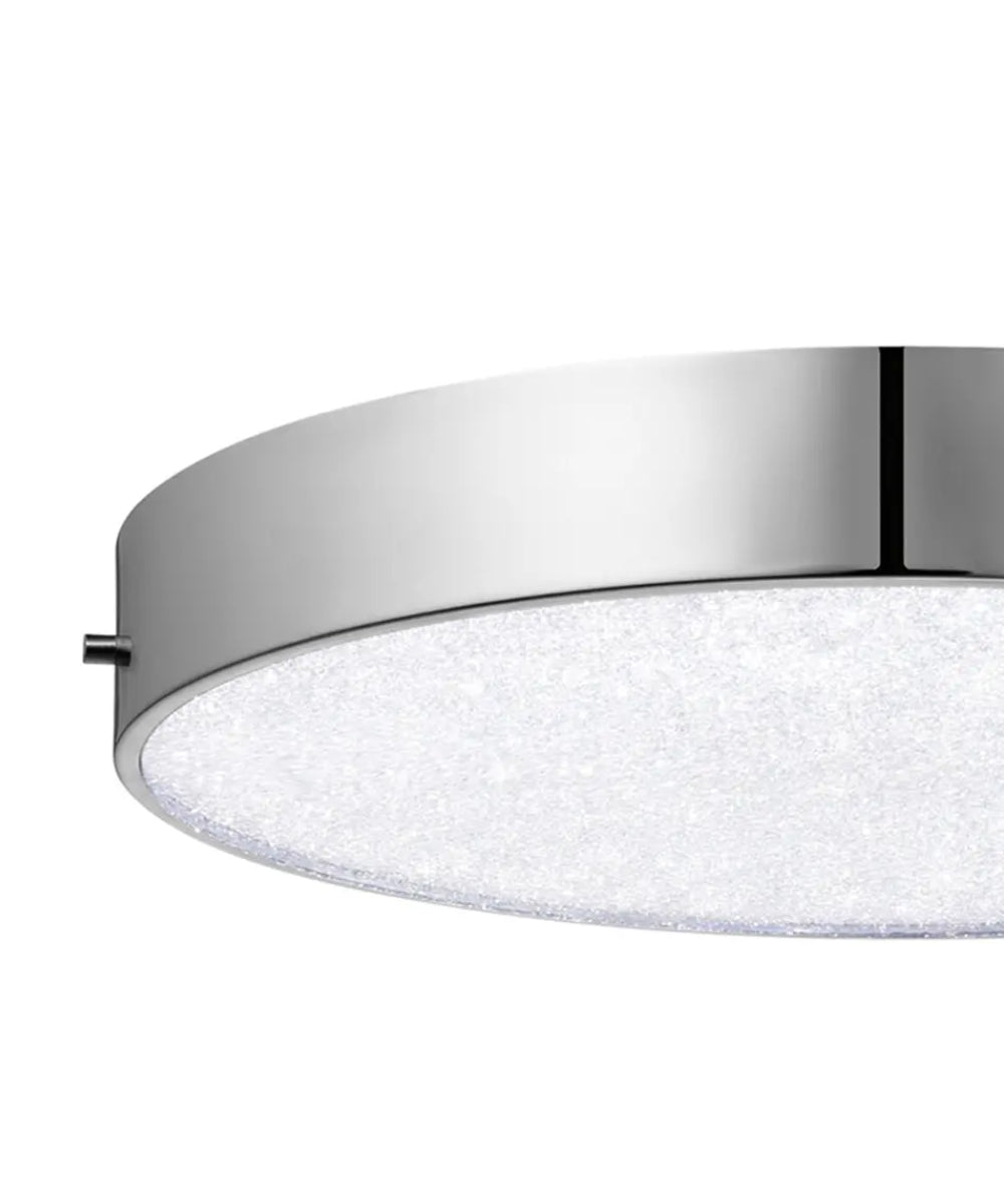 16"w Crystal Moon 1-Light LED Flush Mount Chrome Finish with Clear Cubic Zirconia Glass Shade