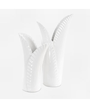 Leafscape White Vases Set of 2
