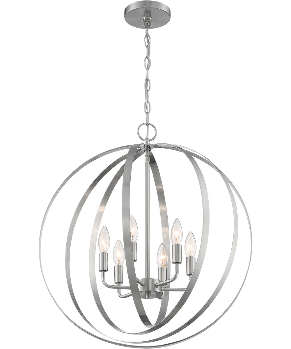 22"W Pendleton 6-Light Pendant Brushed Nickel