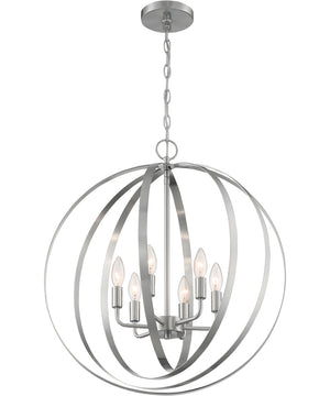 22"W Pendleton 6-Light Pendant Brushed Nickel