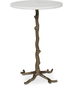 Calais White Marble Accent Table