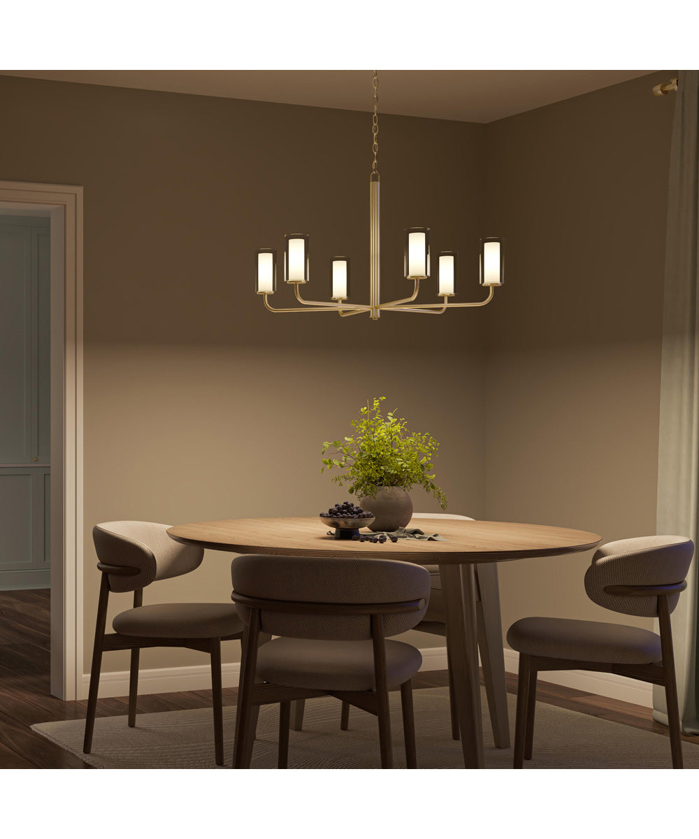 Mack 6-Light Chandelier with Layered Glass Shades Brushed Gold
