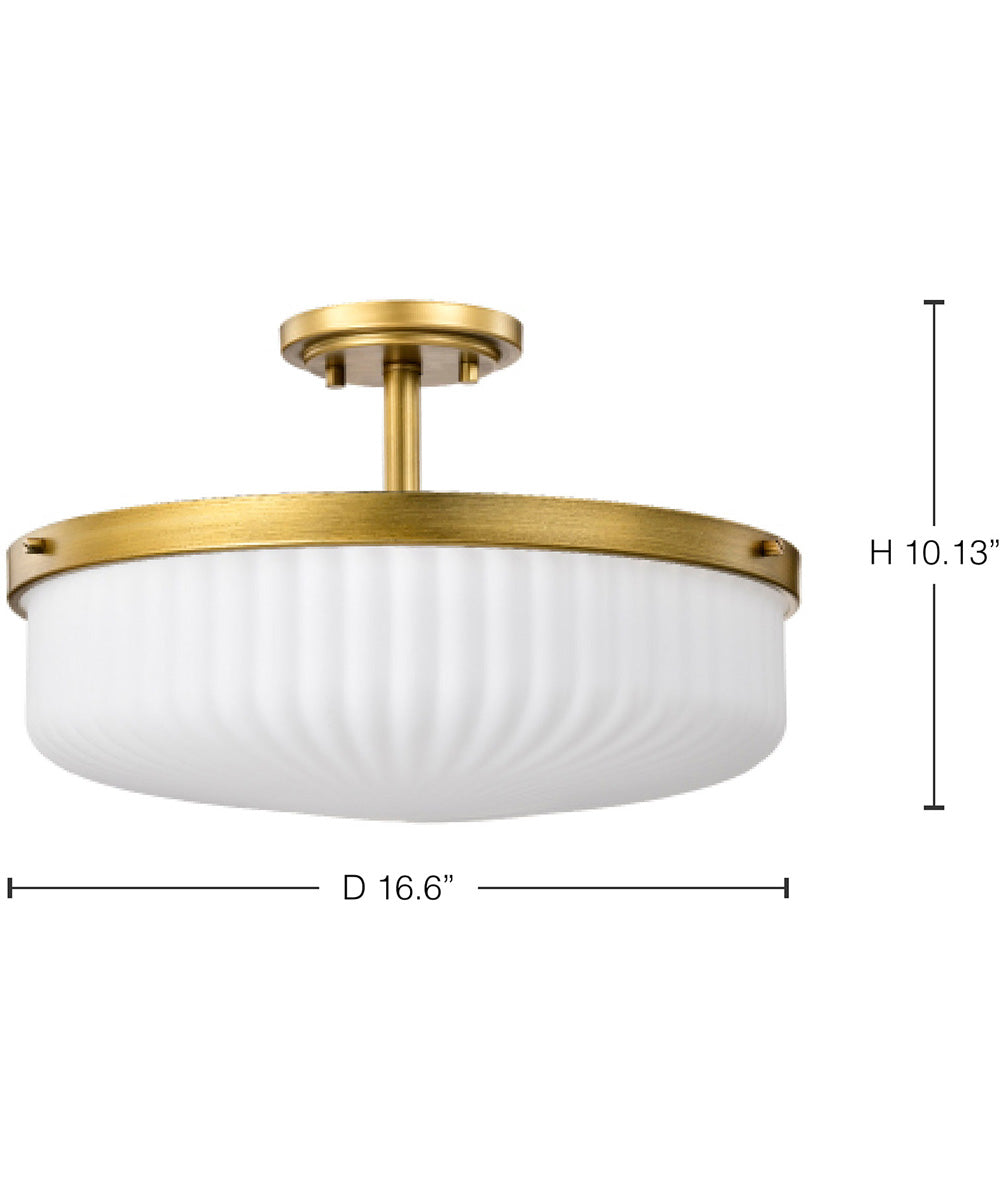 Solara 3-Light Close-to-Ceiling Natural Brass