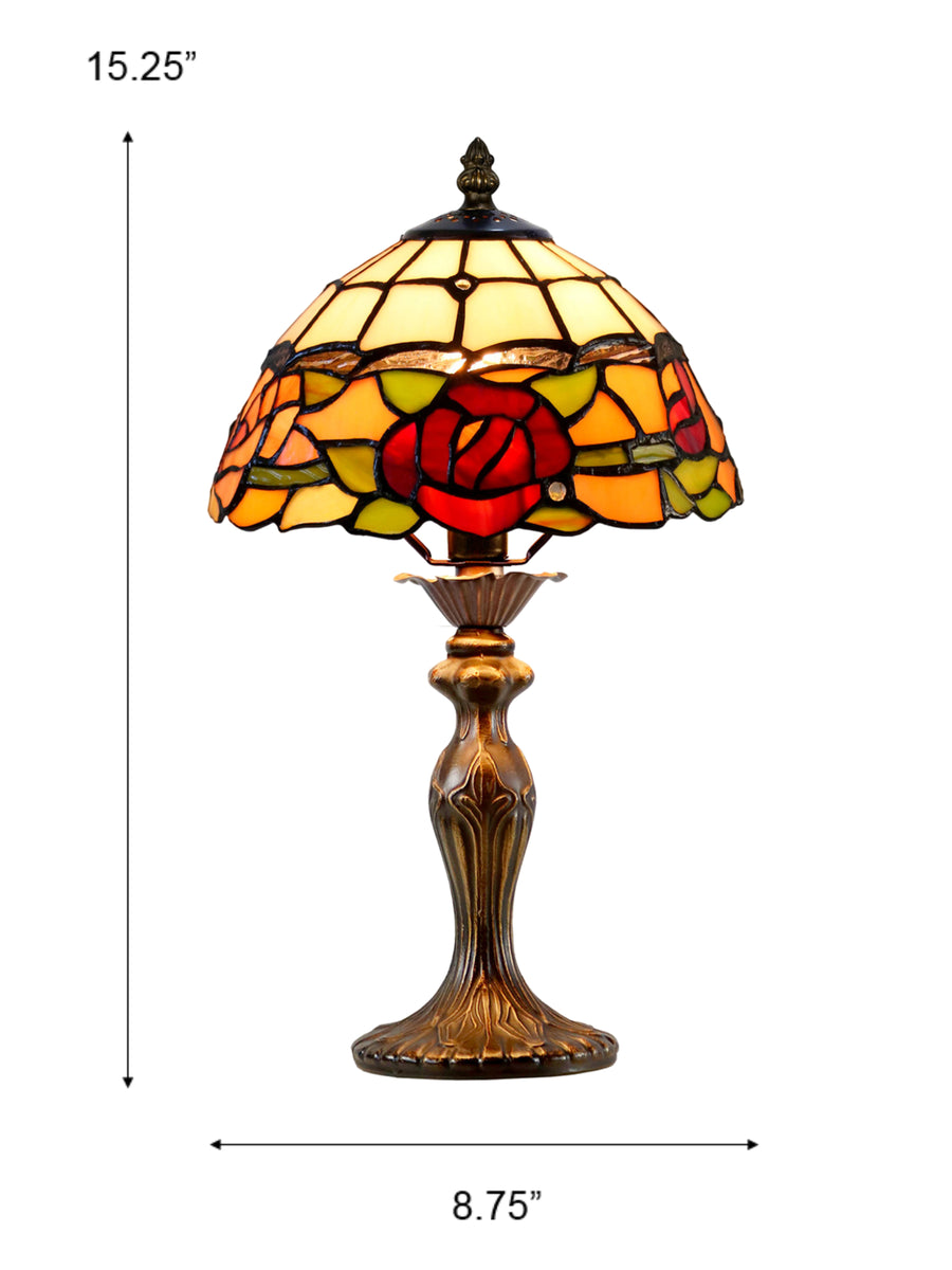 Innsdale Rose 15.25 Inch  Tall Handmade Tiffany Accent Lamp
