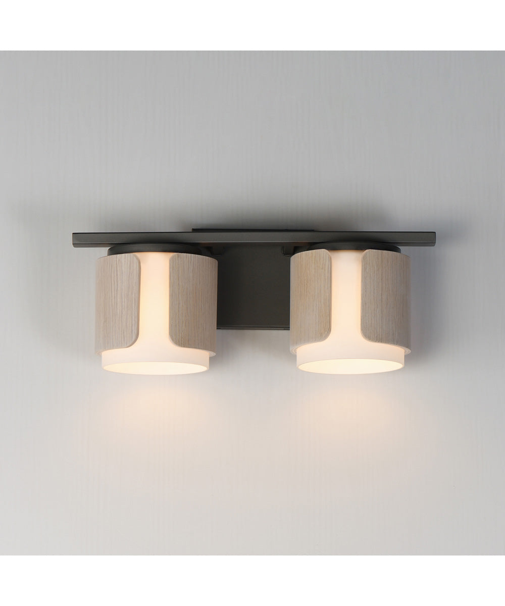 Draughtsman 2-Light Bath Vanity Natural Wood/Charcoal