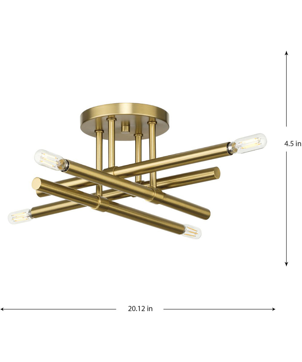 Arya 4-Light 20" Semi-Flush Mount Light Brushed Gold