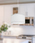 2 Light Pendant 18"w White Linen Shade with Diffuser, White Cord