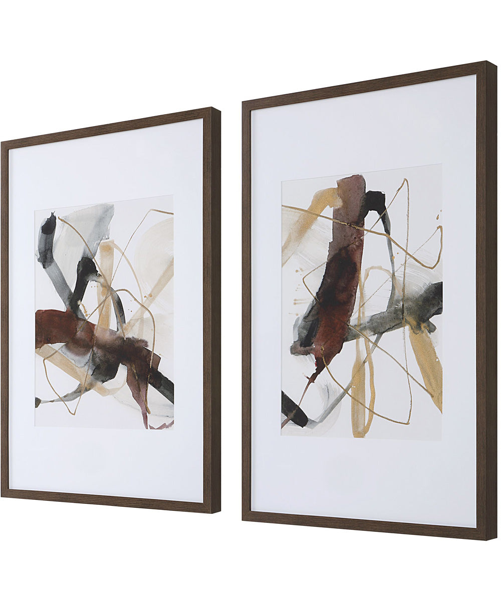 Burgundy Interjection Abstract Prints Set of 2