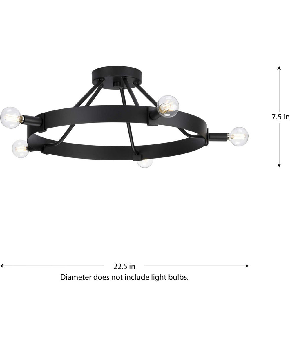 Breckenridge 5-Light Semi-Flush Mount Matte Black