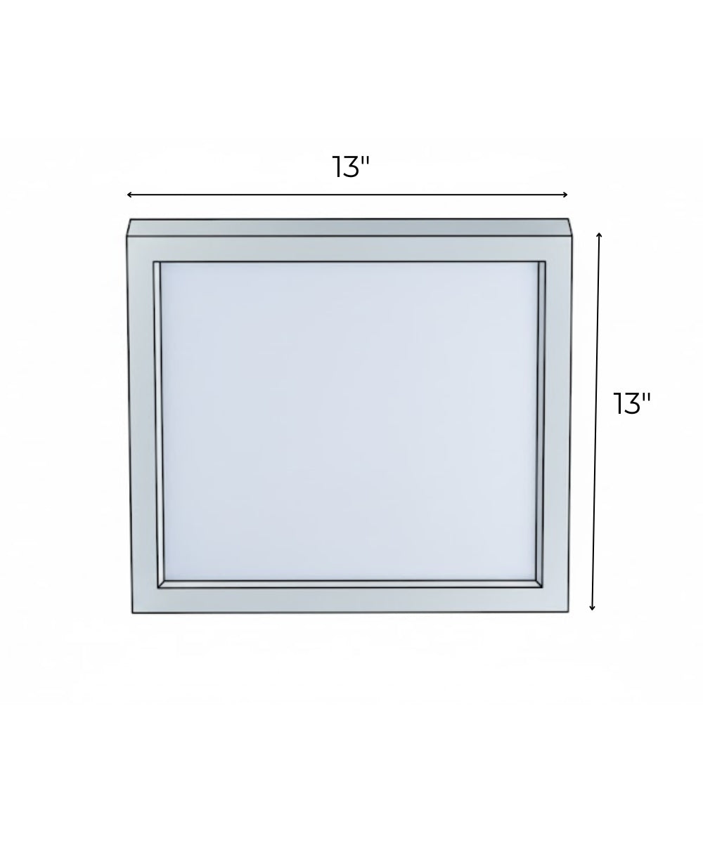13"W 1-Light Square LED Flush Mount Light Fixture White Acrylic Finish