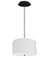 16" W 2 Light Pendant White Linen Drum Shade with Diffuser, Black Cord