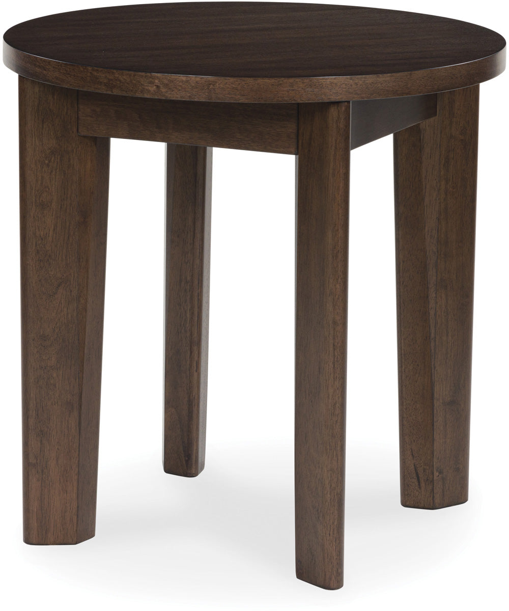 Korestone 2 Round End Table Dark Brown