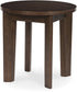 Korestone 2 Round End Table Dark Brown
