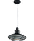 12"W Blue Harbor 1-Light Pendant Gloss Black / Silver