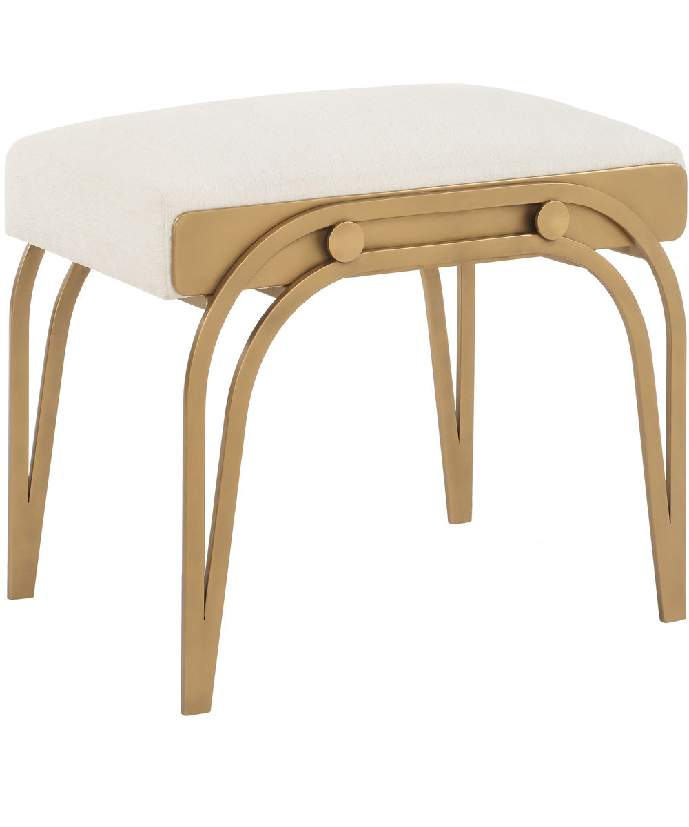 Accent Furniture with Fabric Cushion Antique Brushed Brass