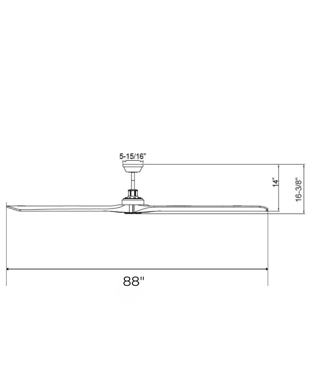 88" Rio Grande 3-Blade Ceiling Fan Oil Rubbed Bronze Motor Finish and Walnut Blade Finish with Wall Control