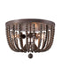 Dumas 16"W 3-Light Golden Bronze Finish Distressed Gray Wood Bead Flushmount by KenroyHome