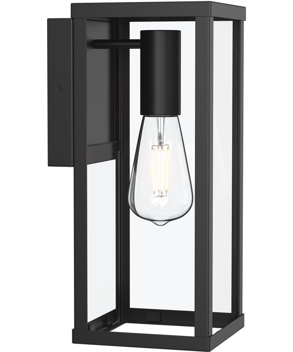 Ryle 1-Light Medium Wall Lantern with Clear Glass Panels Matte Black