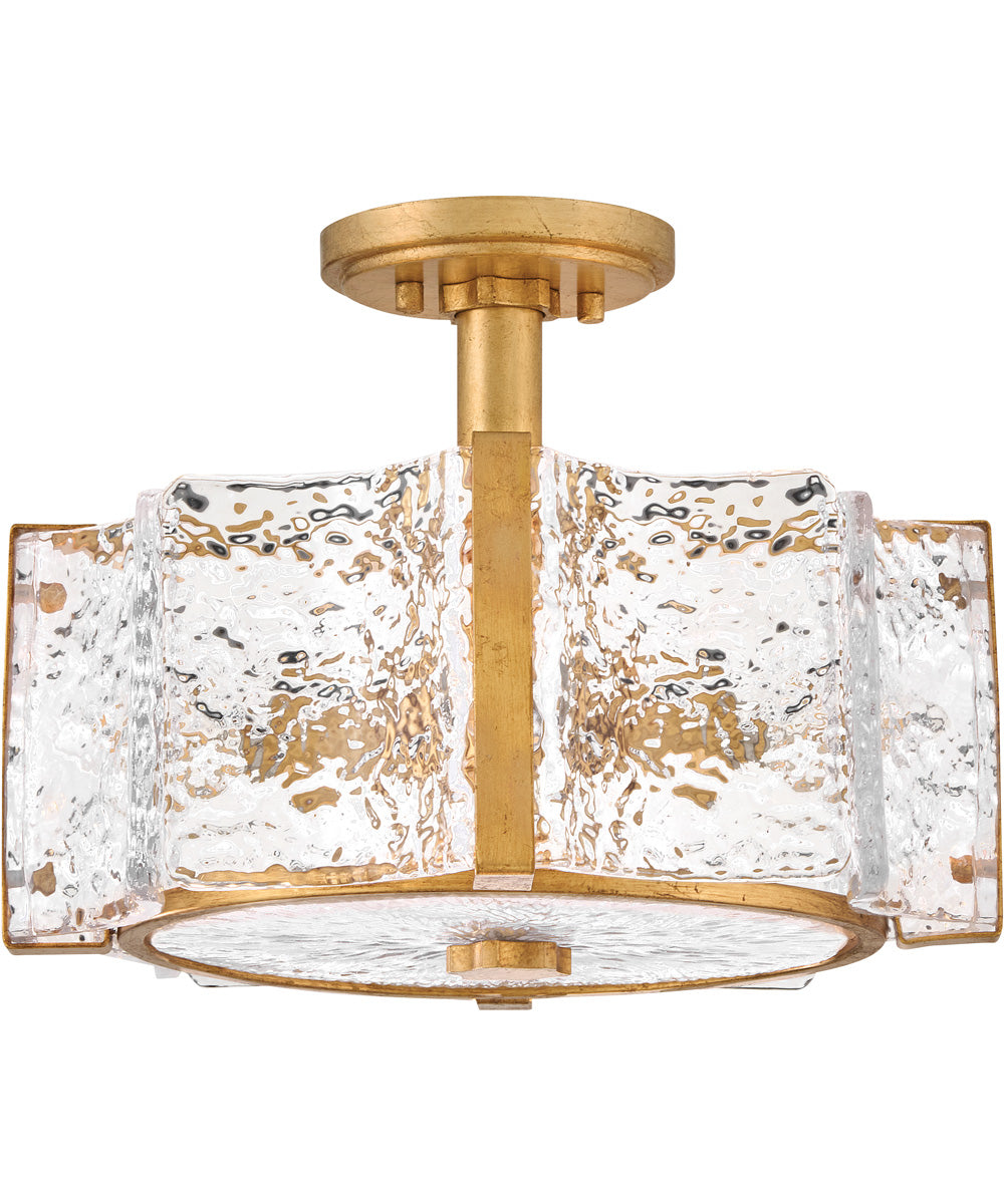 Florian 4-Light Medium Semi-Flush Mount in Distressed Brass