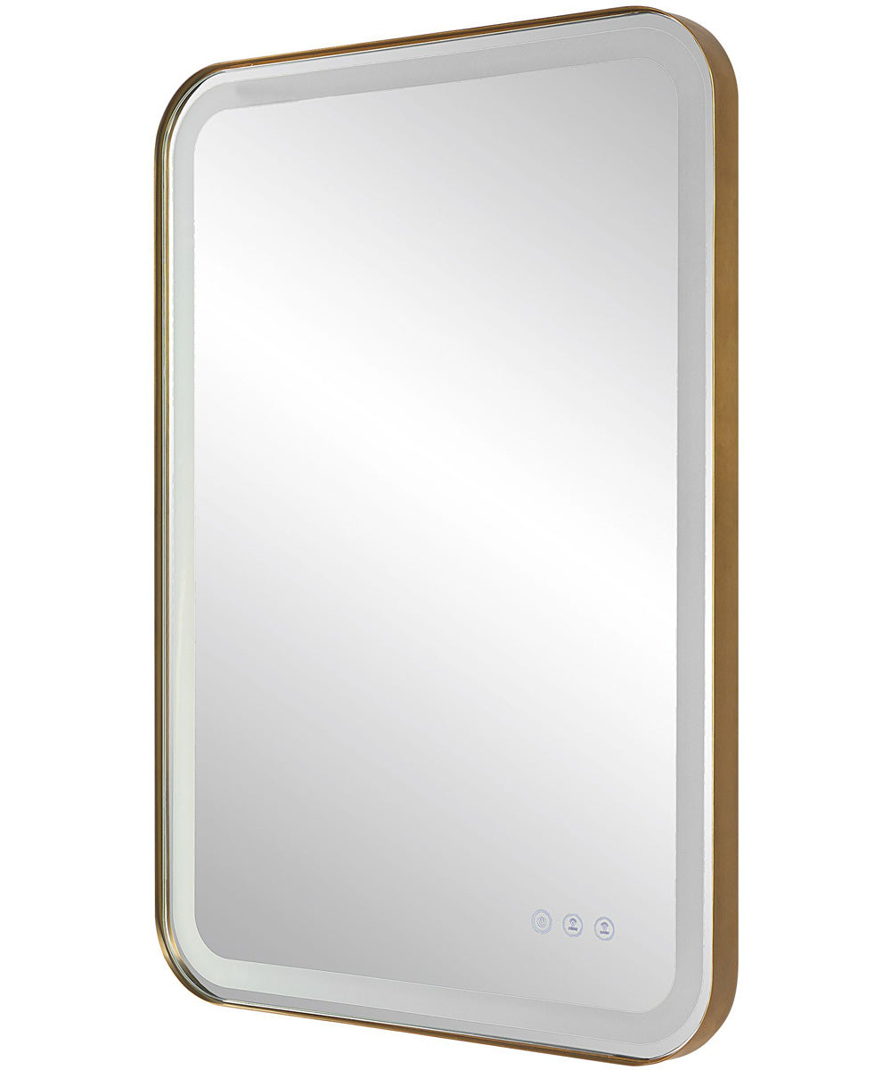 Crofton Lighted Brass Vanity Mirror