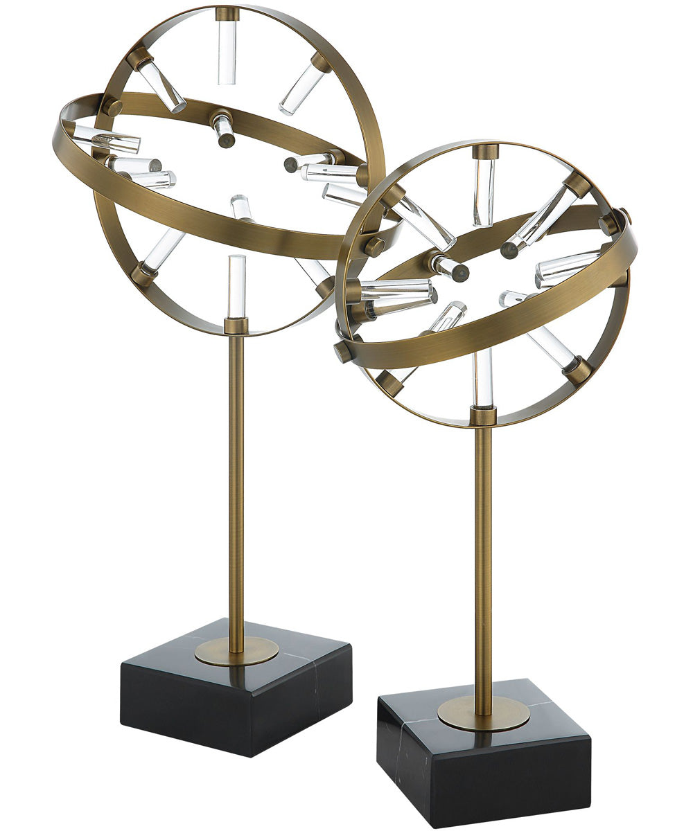 Realm Spherical Brass Sculptures, Set Of 2