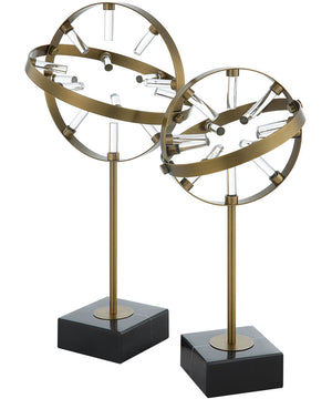Realm Spherical Brass Sculptures, Set Of 2