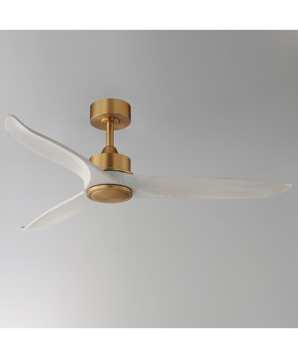 Woodwind 52 inch Solid Wood Blade Fan w LED Light Kit Natural Aged Brass
