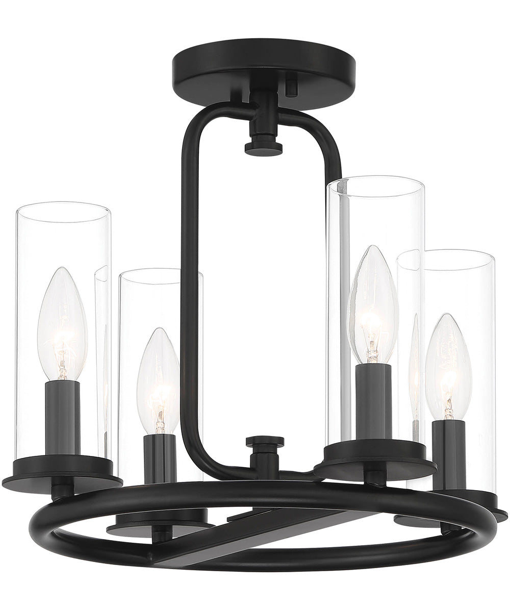 Hudson Heights 4 Light Pendant Convertible Matte Black
