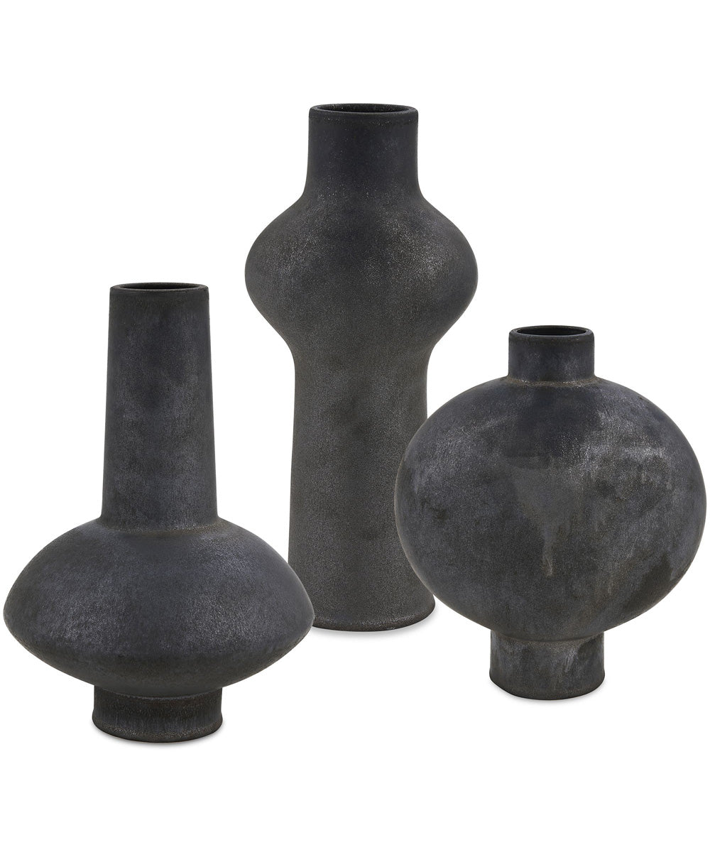 Charcoal Bloom Indoor-Outdoor Vases Set of 3