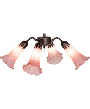 19" Wide Pink Tiffany Pond Lily 4 Light Fan Light