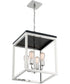 14"W Cakewalk 4-Light Pendant Polished Nickel / Black Accents