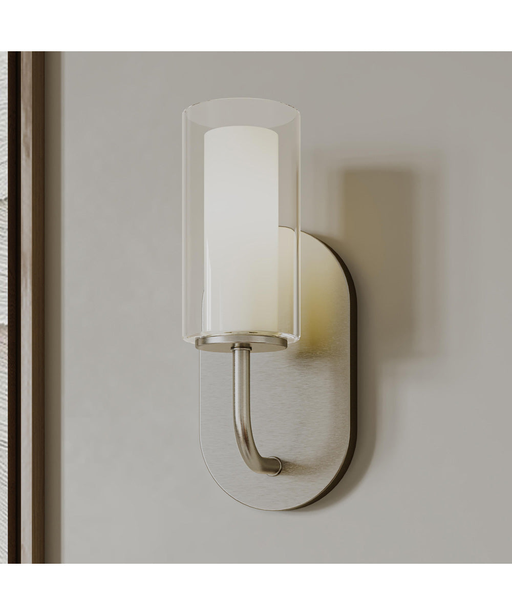 Mack 1-Light Wall Sconce with Layered Glass Shade Brushed Nickel