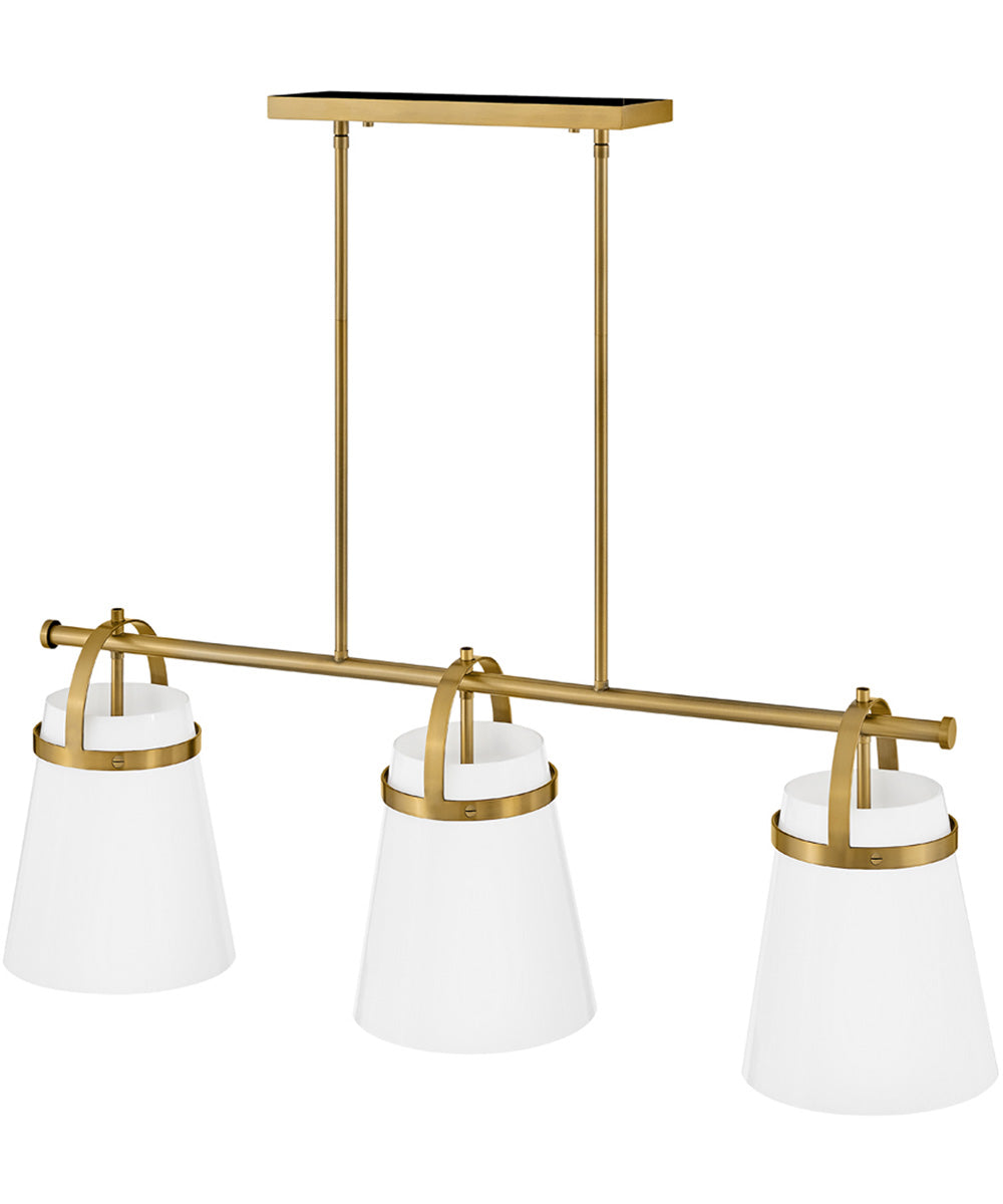 Tori 1-Light Large Three Light Linear Chandelier in Lacquered Brass