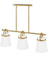 Tori 1-Light Large Three Light Linear Chandelier in Lacquered Brass