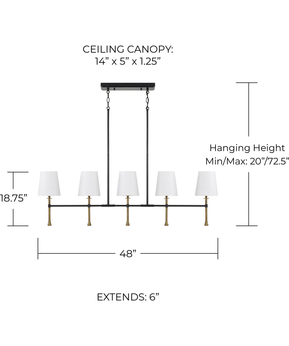 Hollis 5 -Light-Linear Chandelier Matte Black with Hammered Gold