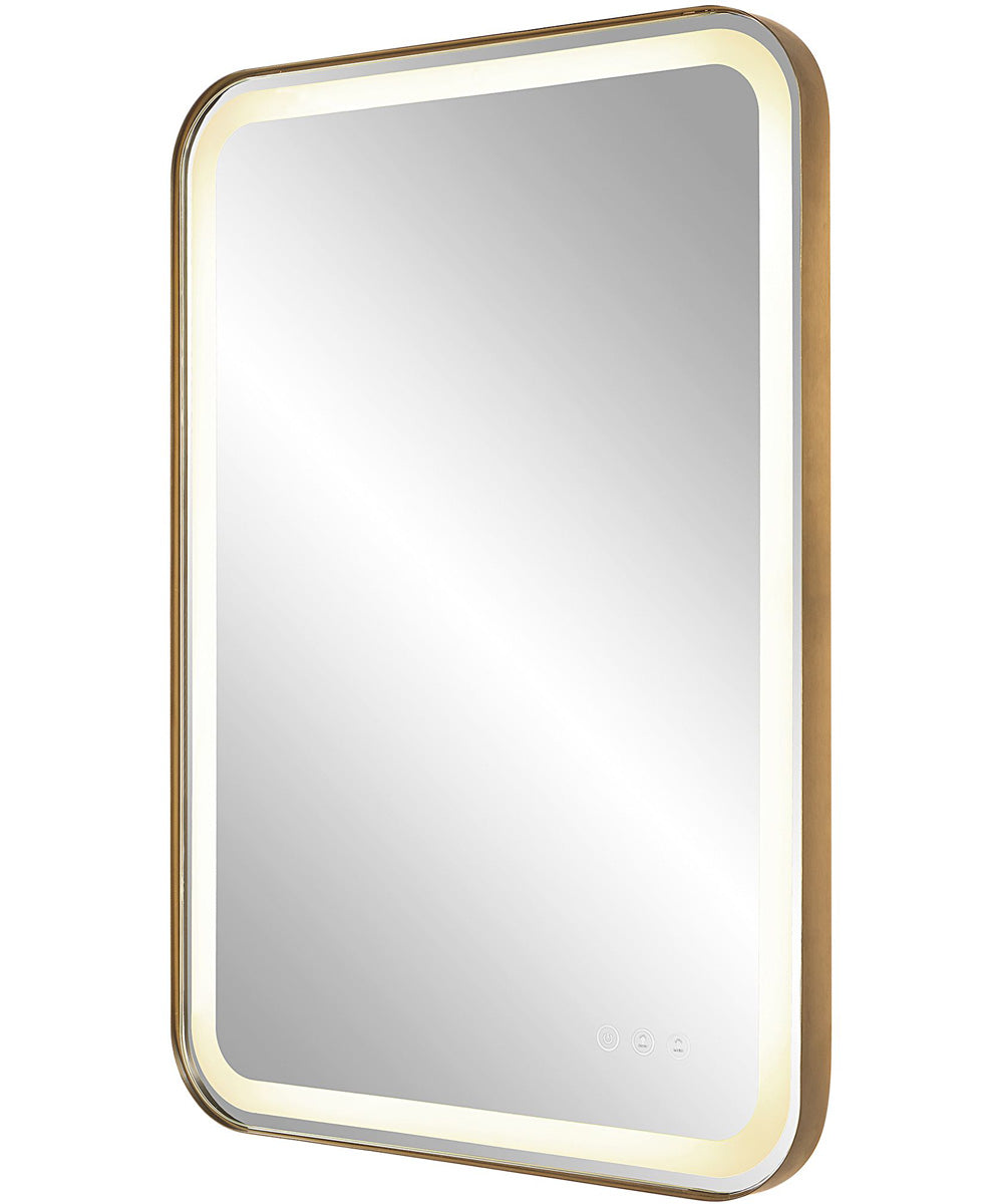 Crofton Lighted Brass Vanity Mirror