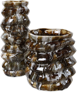 Cuoco Glazed Brown Vases, Set of 2