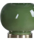 Ceramic Gourd Table Lamp with Dark Green Glaze with White Linen