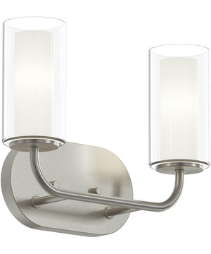 Mack 2-Light Vanity Light with Layered Glass Shades Brushed Nickel