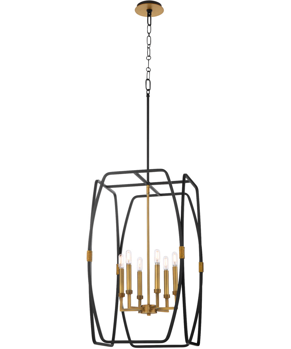 Bishop 6-light Pendant Matte Black|Brushed Brass