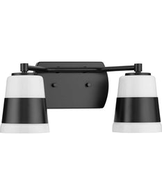 Haven 2-Light Opal Glass Luxe Industrial Bath Light Matte Black