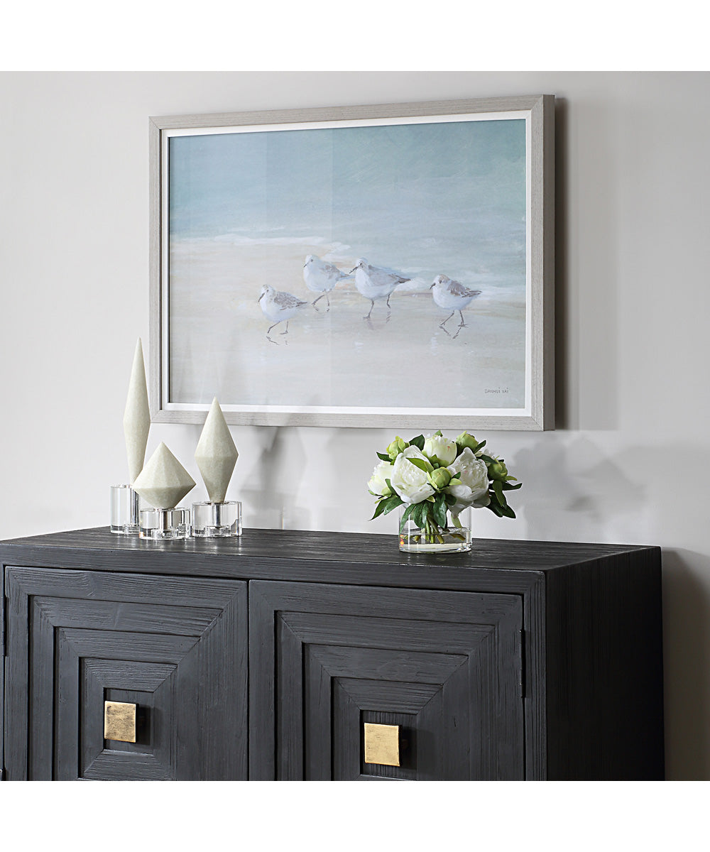 Tranquil Shorebirds On The Sand Framed Print
