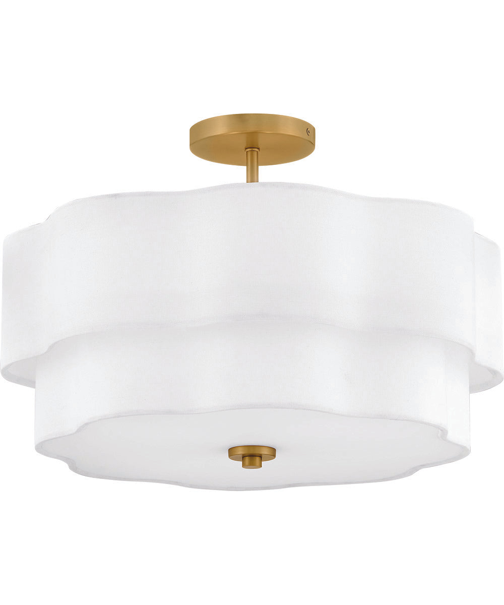 Gwen 4-Light Medium Semi-Flush Mount in Lacquered Brass