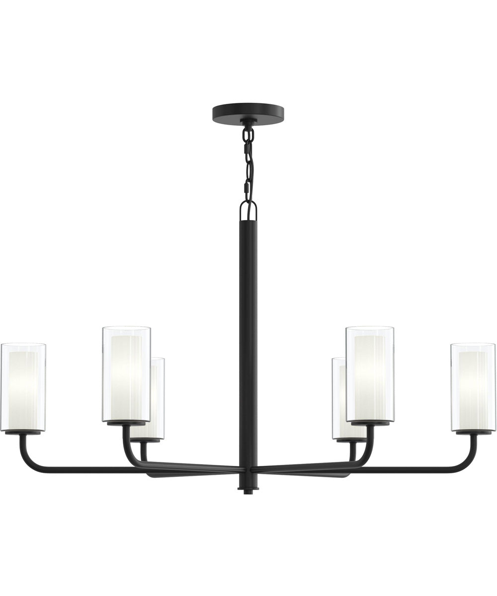 Mack 6-Light Chandelier with Layered Glass Shades Matte Black