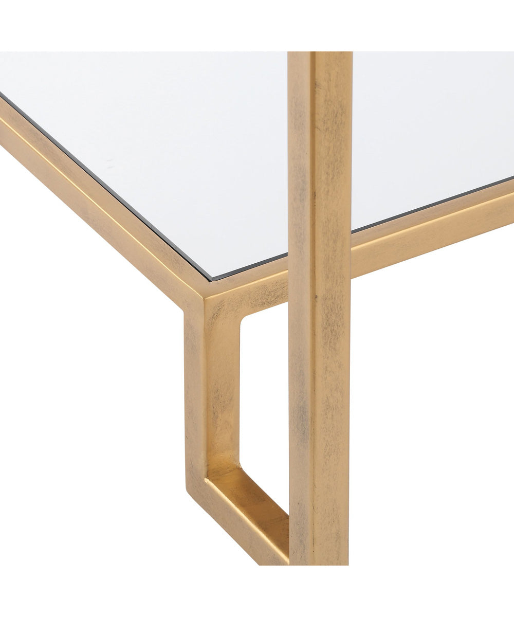 Accent Furniture with Tempeered Glass Top and Mirror Antique Gold