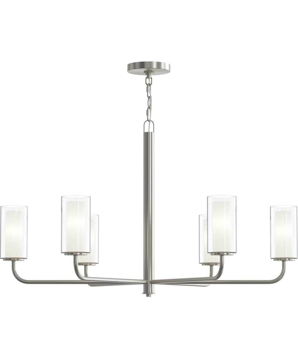 Mack 6-Light Chandelier with Layered Glass Shades Brushed Nickel