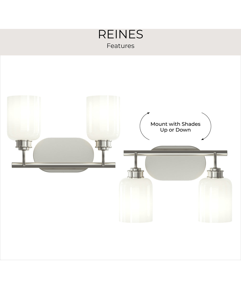 Reines 2-Light Bath Vanity with Opal Glass Shades Brushed Nickel