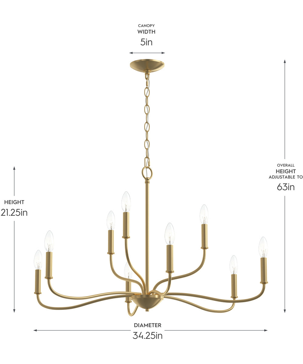 Ilia 9-Light Two-Tier Chandelier Brushed Gold