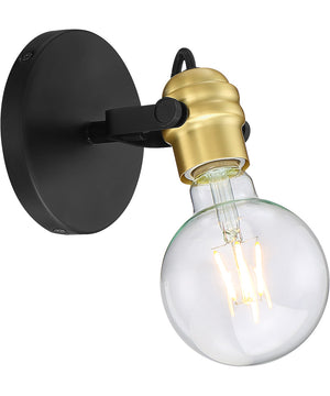 5"W Mantra 1-Light Vanity & Wall Black / Brass Accents